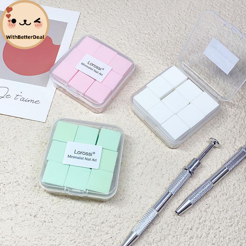 BETTER 2 ซม./0.79in Soft Nail Art ฟองน้ํา 9 ชิ้น/กล่องเล็บ Stamper Gradient Effect ภาพวาดเจล Halo ย้