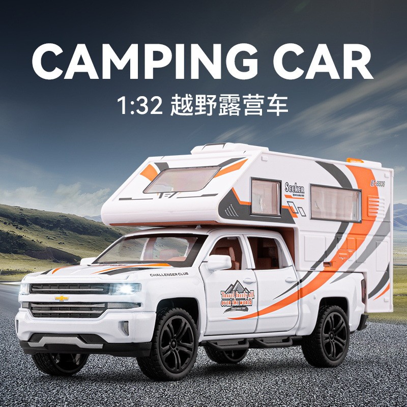 1：32Chevrolet Off-Road Camper Truck Alloy Car Model Simulation Model Children's Toy Boy's Decoration