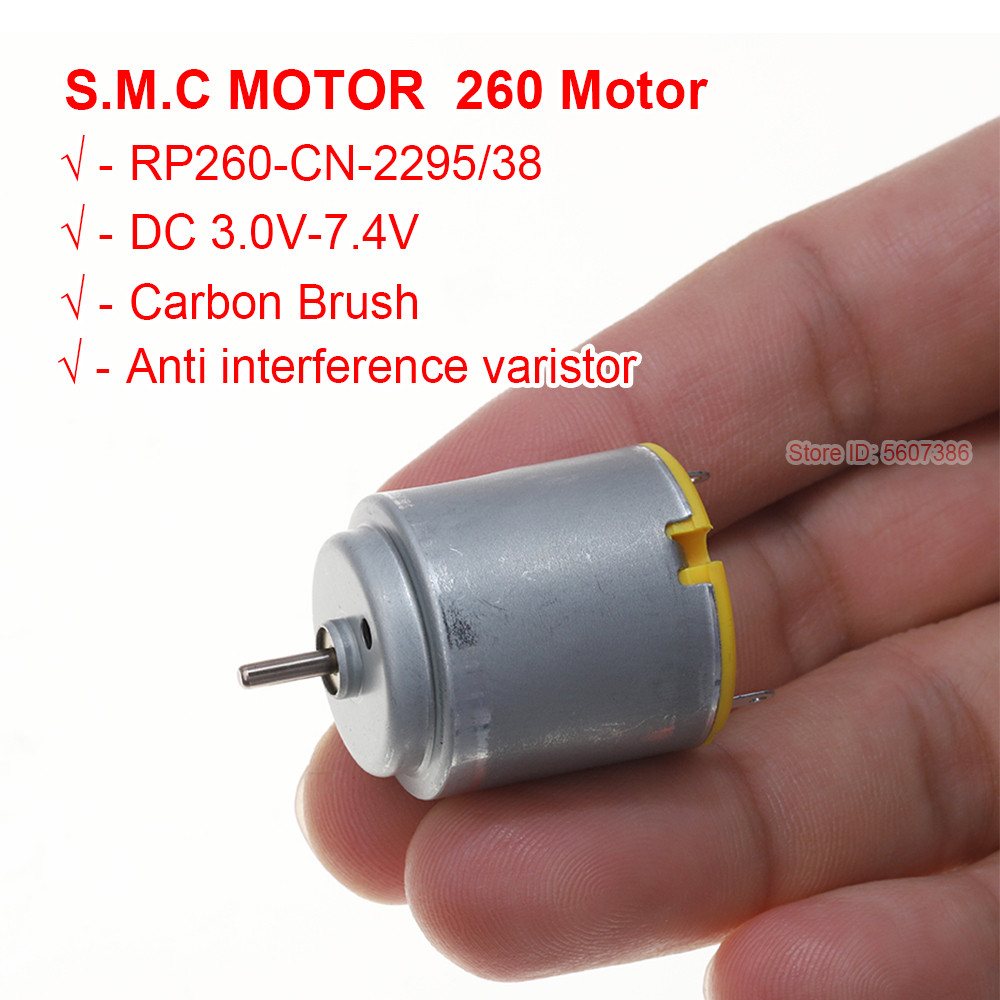 Mini RP260-CN-2295 มอเตอร์ DC 3V 5V 7.4V 17000RPM ความเร็วสูงคาร์บอนแปรง Strong Magnetic ไฟฟ้ารีโมทคอนโทรลรถมอเตอร์