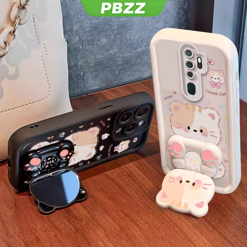 PBZZ FOR เคส เคสสําหรับOPPO A5 2020 oppo a9 2020 เคสโทรศัพท์Softcaseซิลิโคนกันกระแทกออกแบบใหม่ความงามการ์ตูนแมวพร้อมที่วางสําหรับกระจกJTMZJ01