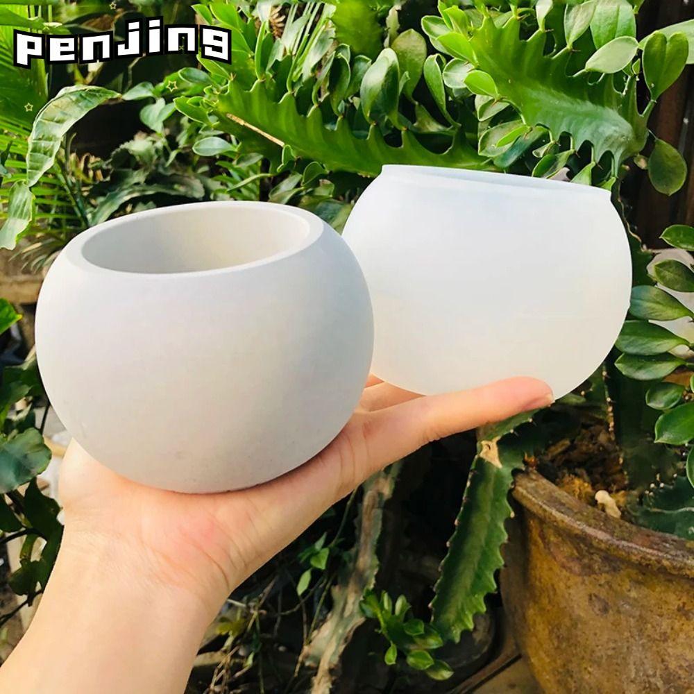 PENJING แม่พิมพ์เรือเทียน, กระถางดอกไม้ DIY แม่พิมพ์ซิลิโคนกระถางดอกไม้, ซิลิโคนยิปซั่ม Tragging แม่พิมพ์ปูนปลาสเตอร์