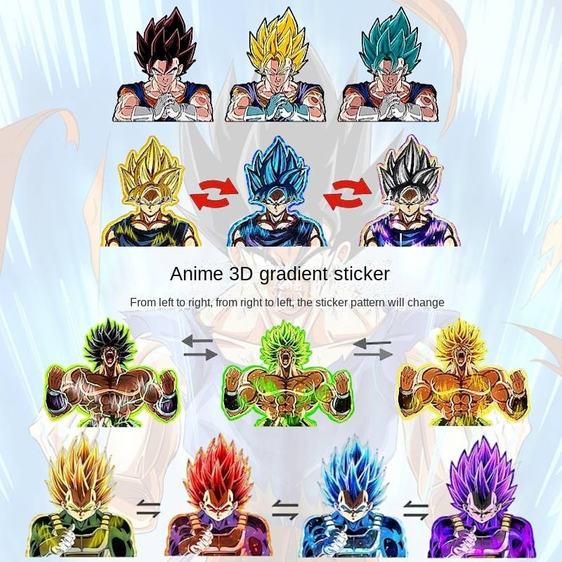 Dragon Ball Saiyan 3D Gradient Stickers Wukong Buou Refridgerator Magnets Cartoon Ins Personalized S