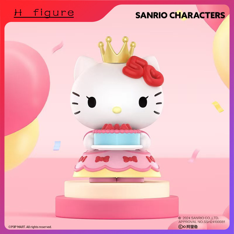 ของแท้ POPMART Sanrio Family Hello kitty 50th Anniversary Series รูปเครื่องประดับของขวัญกล่องลึกลับ