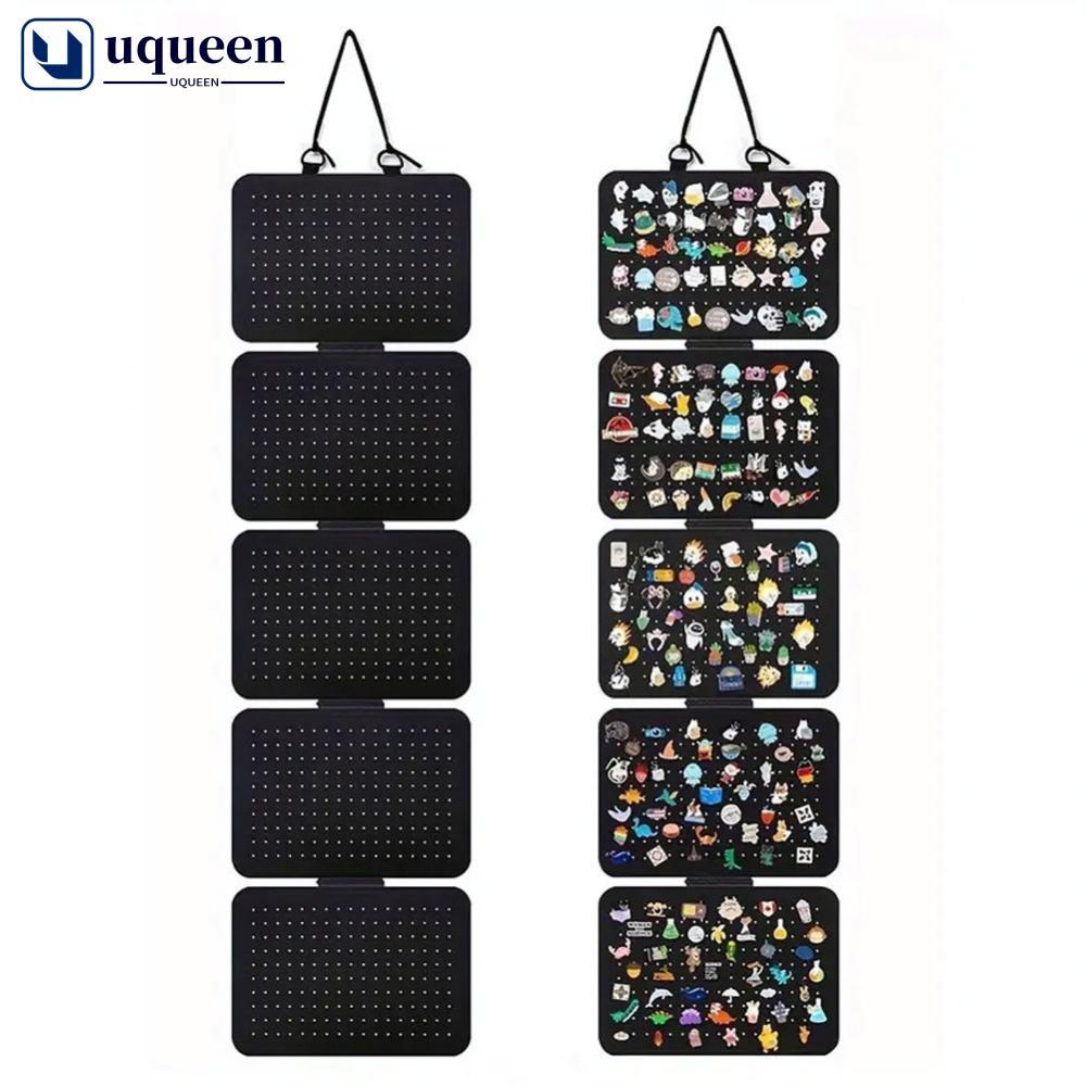 UQUEEN พับ Felt เครื่องประดับ Organizer แขวนผนัง 5 ชั้นต่างหูสร้อยคอเข็มกลัด Pin Badge ผู้ถือจัดเก็บ