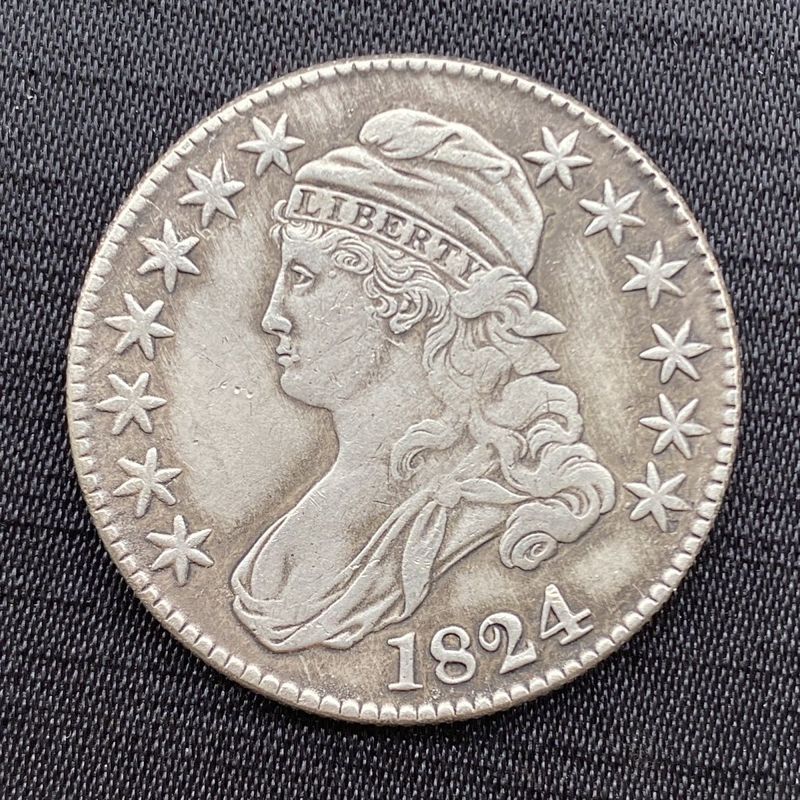 *** 1824 ต่างประเทศอเมริกัน Half Dollar Morgan Retro เหรียญเงิน Dollar Eagle หัตถกรรมต่างประเทศเล่น 