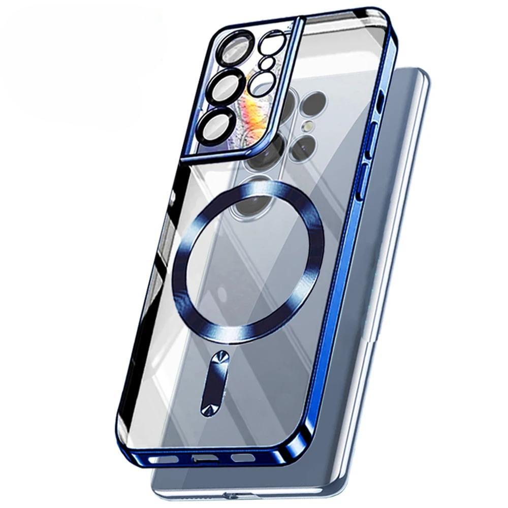 รองรับแม่เหล็กไร้สายชุบเคสโทรศัพท์รุ่นใหม่เหมาะสําหรับ Samsung Galaxy S25 S21 S23 Fe S22 Plus S24 Ul