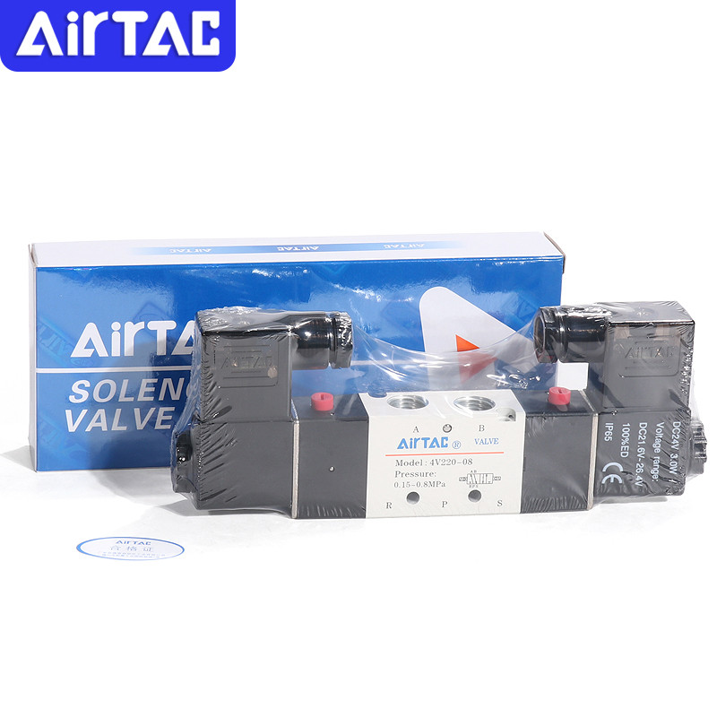 AirTAC 4V120-06 4V220-08 4V320-10 4v420-15 Air Pneumaitc Solenoid วาล์วตําแหน่งห้าทางย้อนกลับวาล์ว 1