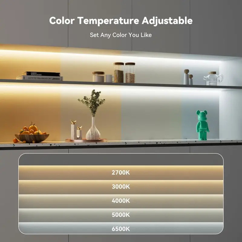 CCT COB LED Strip Light White Tunable 6400LEDs,CRI90 32.8ft 10m หรี่แสงได้ 2700K6500K 24V LED เทปไฟช