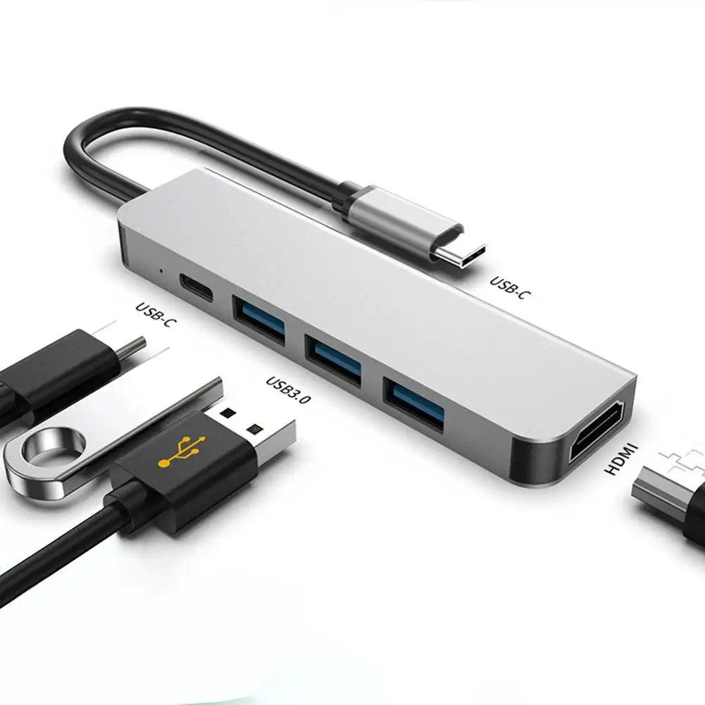 USB C Hub 5 in 1 Docking Station HDMI 4K 30Hz PD ชาร์จอะแดปเตอร์ USB 3.1