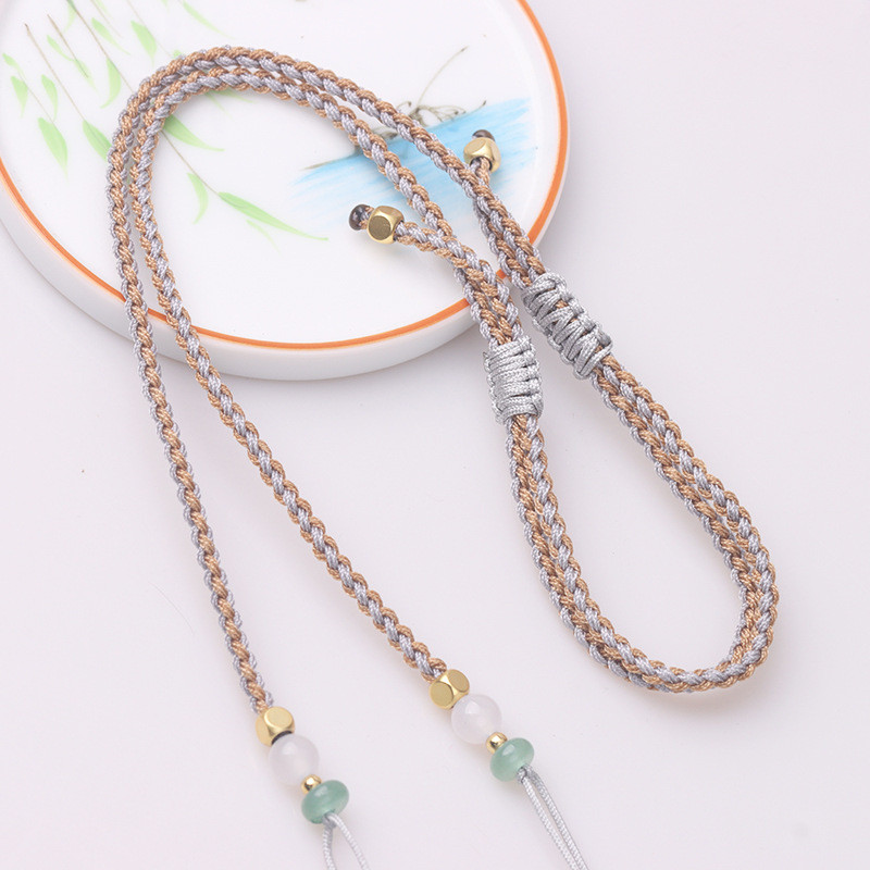 DIY Lanyard พร้อม Dzi Beads และ Aventurine Spacer จากกระดูกและอะเวนเจอร์ไทน์ สีสวยงามสำหรับทำเครื่อง