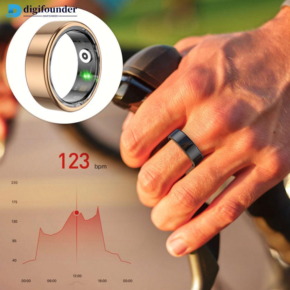 DIGIFOUNDER R02 สมาร์ทแหวนสแตนเลส IP68 กันน้ํา Health Tracker Heart Rate ออกซิเจนในเลือดหลายโหมดกีฬา