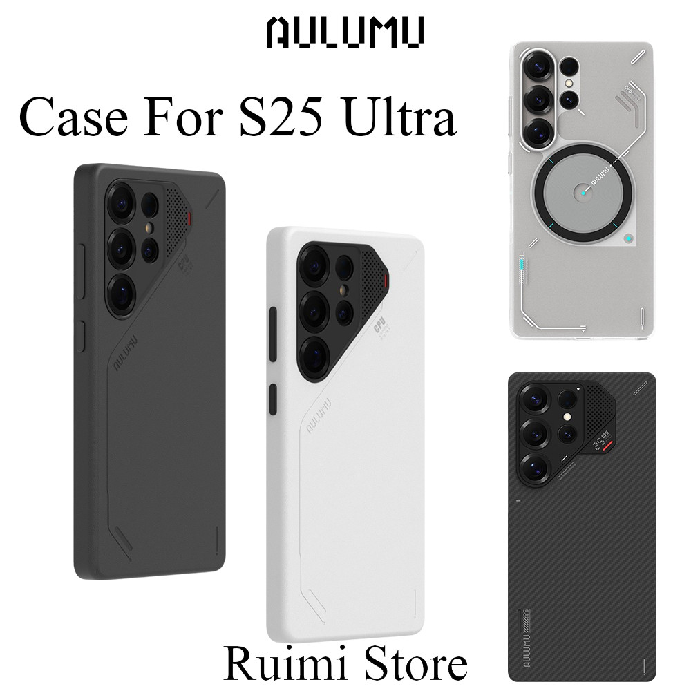 AULUMU S25 Ultra Aramid Fiber / TPU / Veagan เคสหนังแม่เหล็กบางเฉียบกันกระแทกสําหรับ S25 Ultra