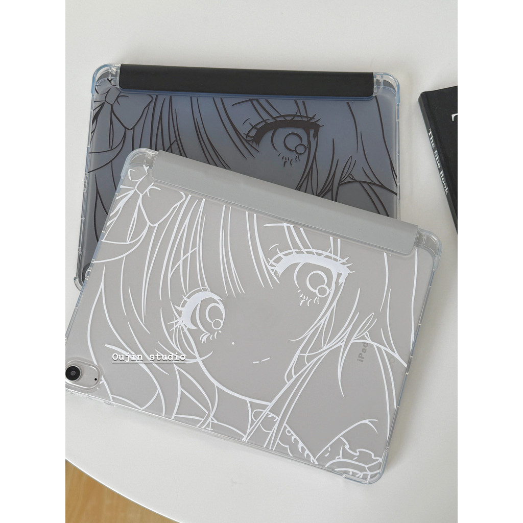 สไตล์เกาหลี ins สไตล์สาวสวยอะนิเมะสองมิติหญิงเคส ipad สูงเหมาะสําหรับ air8/m5 สไตล์หน้าสามพับพร้อมช่องเสียบปากกา a53/37 ซม./34 ซม.mini6 Frosted Soft Case แท็บเล็ตป้องกันกรณี