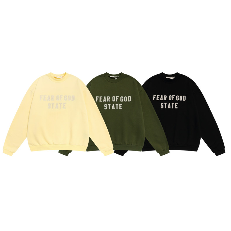❤️ สต็อกพร้อม ❤️ เสื้อสเวตเตอร์คอกลมปักลายตัวอักษร High Street FEAR OF GOD STATE คุณภาพสูง
