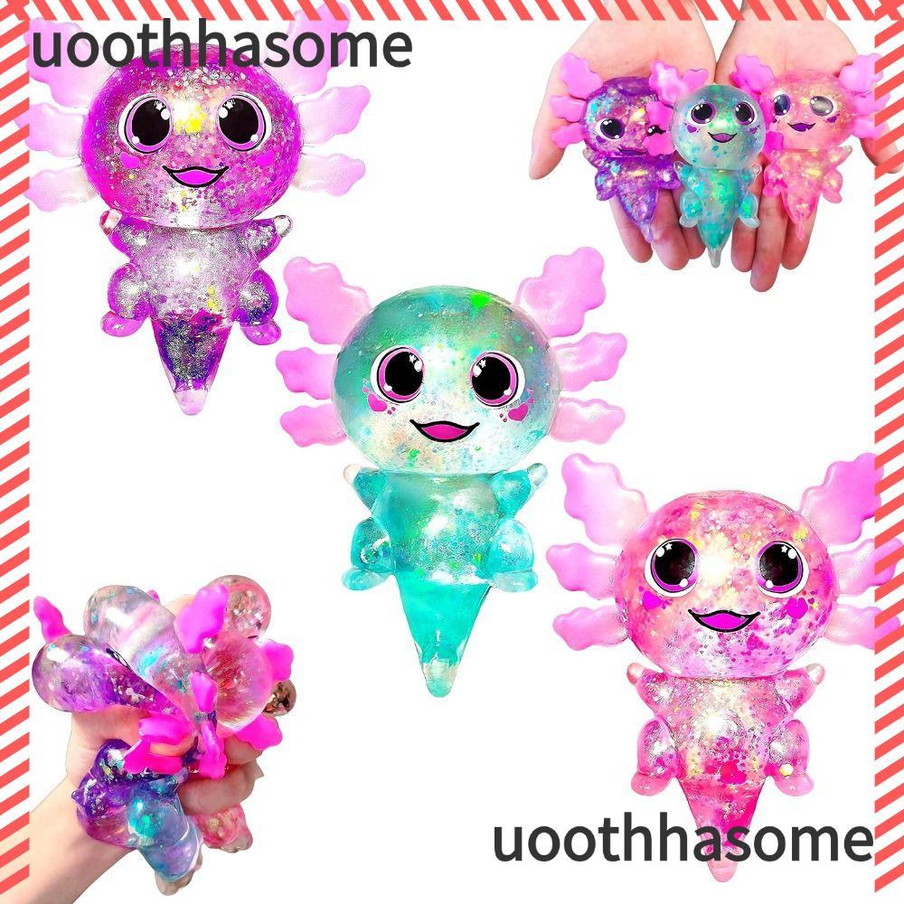 UOOTHASOME Squishy Stress Glitter, Soothing Texture รูปร่างน่ารัก Axolotl Squishy ของเล่น, Sugar Fil
