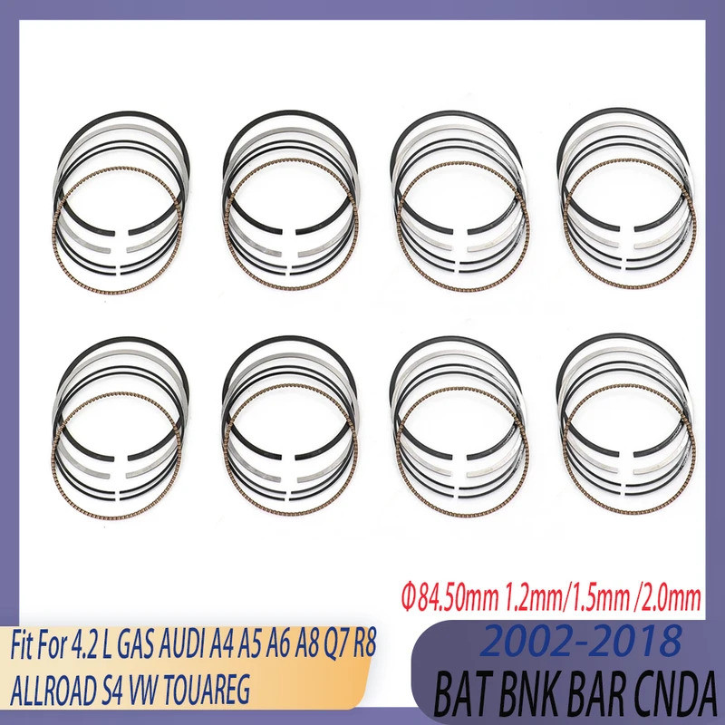 STD 84.50 มม.ชิ้นส่วนเครื่องยนต์ 8PCS แหวนลูกสูบชุด 03-18 4.2 L V8 แก๊ส BBK BHF BAR CNDA สําหรับ AUD