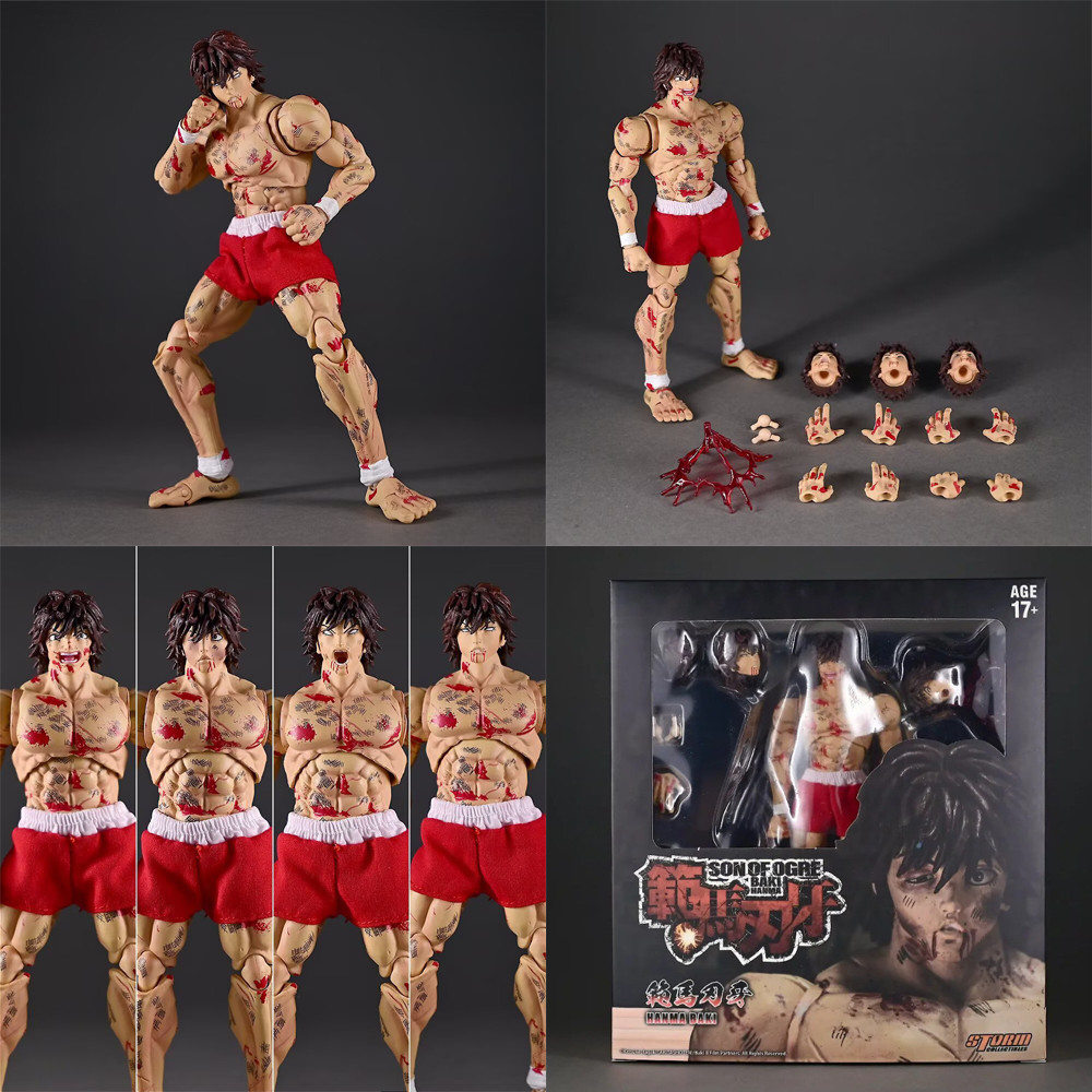 17 ซม.Baki the Grappler อะนิเมะรูป Hanma Baki กล้ามเนื้อ Battle Damage SHF Joint Movility PVC Action รุ่นคอลเลกชันตกแต่งตุ๊กตากล่องของเล่น