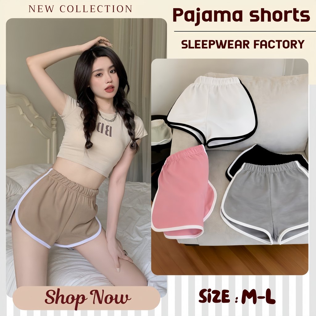 SLEEPWEAR FACTORY กางเกงขาสั้นผู้หญิง กางเกงกีฬาขาสั้น ใส่สบายอากาศได้ดี 🩳🍊 M-L 40-65 กก. S-447