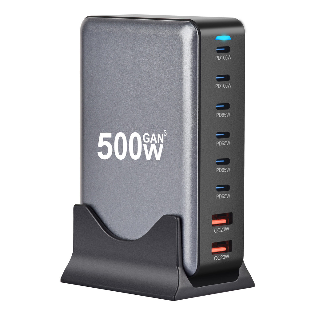 Cross-Border 500W Gallium Nitride PD Charger 440W Multi-Function Charger 8-Port Desktop Charger 320W