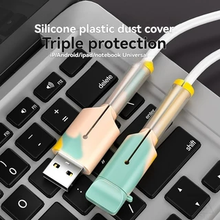 ปลอกหุ้มสายชาร์จและสายดาต้าซิลิโคน (Type-C / USB) พร้อมตัวป้องกันหัวชาร์จ สำหรับ iPhone 20W / 18W
