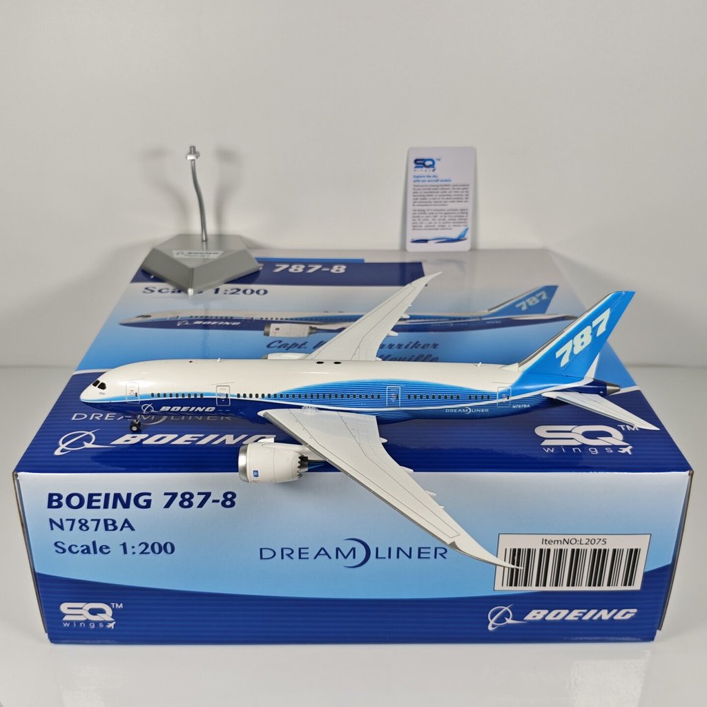 SQ Wings L2075 1: 200 โบอิ้งโรงงานเดิม B787-8 N787BA โมเดลเครื่องบินโลหะผสม
