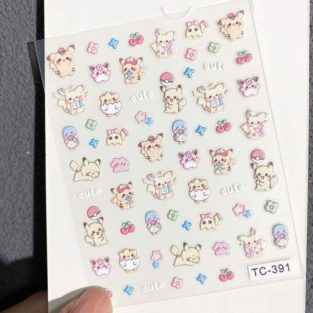 โปเกมอนญี่ปุ่น ปิกาจู นูนสติ๊กเกอร์แต่งเล็บน่ารักสติ๊กเกอร์เล็บโปเกมอนกันน้ํา 3ง อุปกรณ์ทําเล็บ