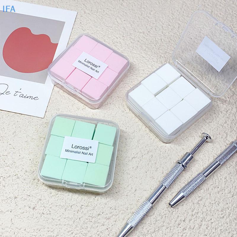 IFA 2 ซม./0.79in Soft Nail Art ฟองน้ํา 9 ชิ้น/กล่องเล็บ Stamper Gradient Effect ภาพวาดเจล Halo ย้อมเ