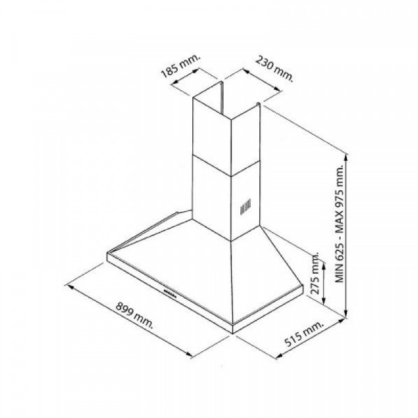 MEX เครื่องดูดควันกระโจม K631X90 สีโครเมี่ยม