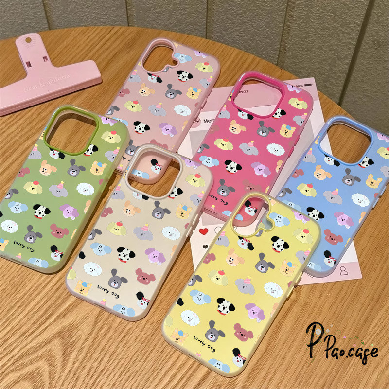 สำหรับ IPhone 17 16 13 AIR 11 15 12 14 Pro Max XS XR X Max 7 15 8 14 16 Plus เคส 2in1 ลายสุนัขน่ารักป้องกันสงกรานต์