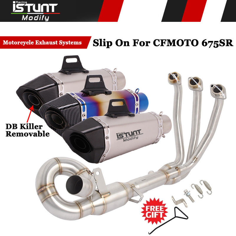 สําหรับ CFMOTO 675SR-R 675NK รถจักรยานยนต์ไอเสียเต็มระบบ Underbelly Header ท่อด้านหน้าท่อไอเสีย AK R