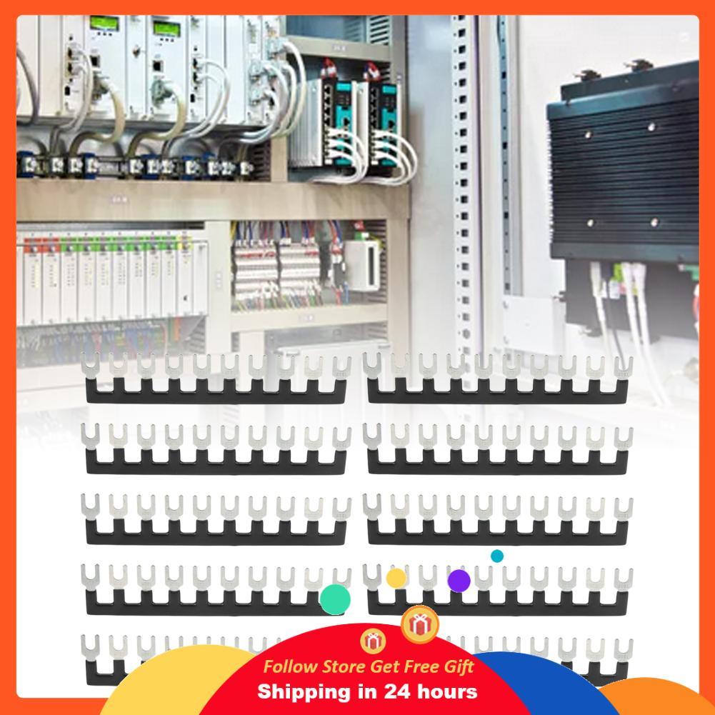 Skejnojj 10 ชิ้น 25A Jumper Block Terminal แถบฉนวน TB Barrier Strip ส้อมประเภทลาย Ground Circuit Blo