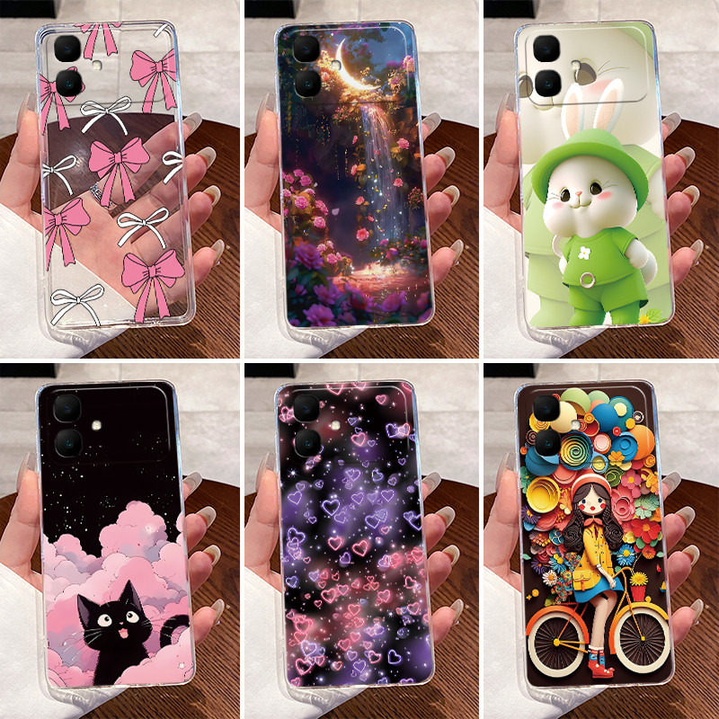 สําหรับ Infinix Smart 20 2026 กรณี X6840 X6840B ใสหรูหราน่ารักรักกระต่ายตลก TPU ซิลิโคนนุ่มเคสโทรศัพท์ Smart20 ปกหลัง