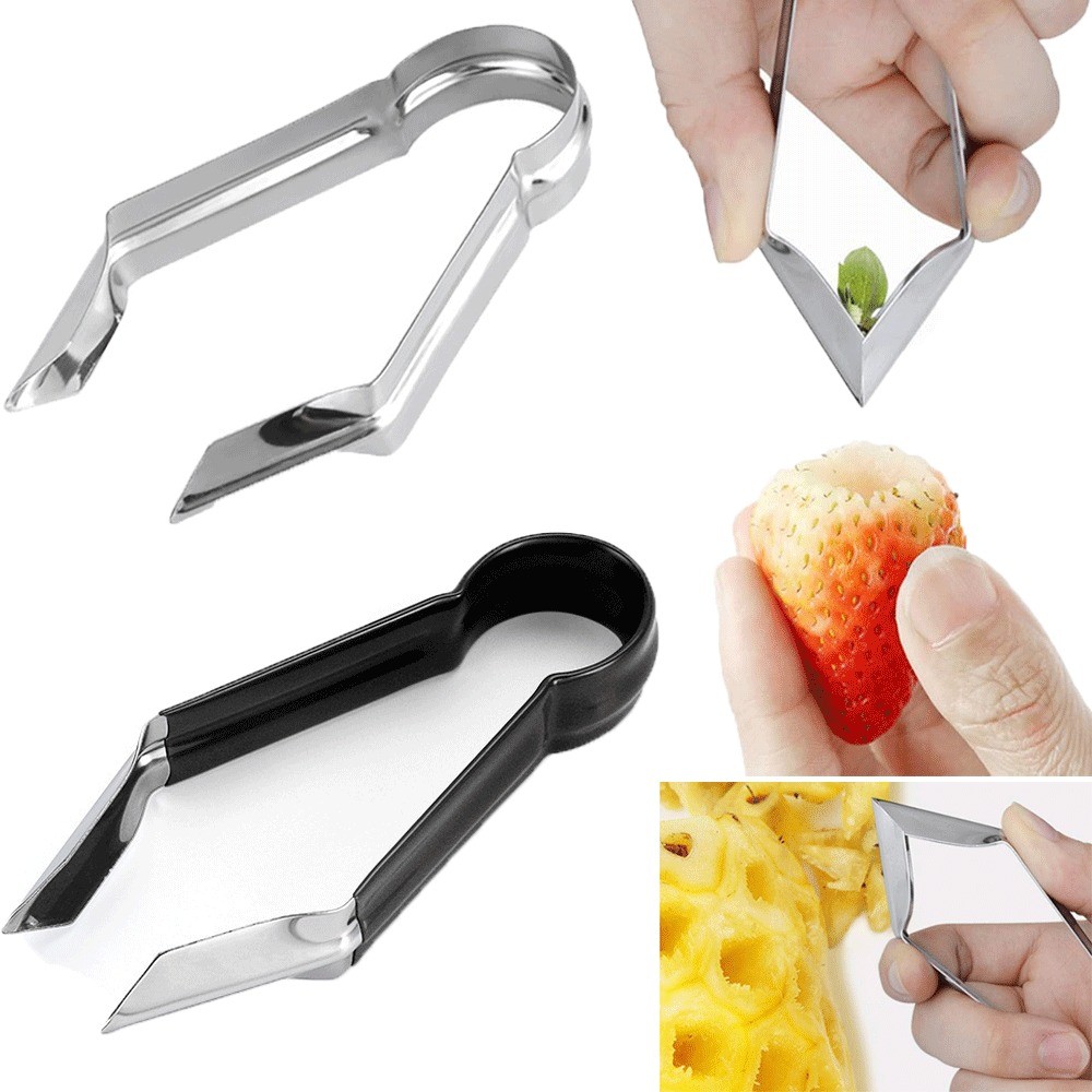 Strawberry Corer สแตนเลสสตีลผลไม้ Stem Remover เครื่องมือ Sharp Tip ทนทานสับปะรด Eye Remover อุปกรณ์ครัว