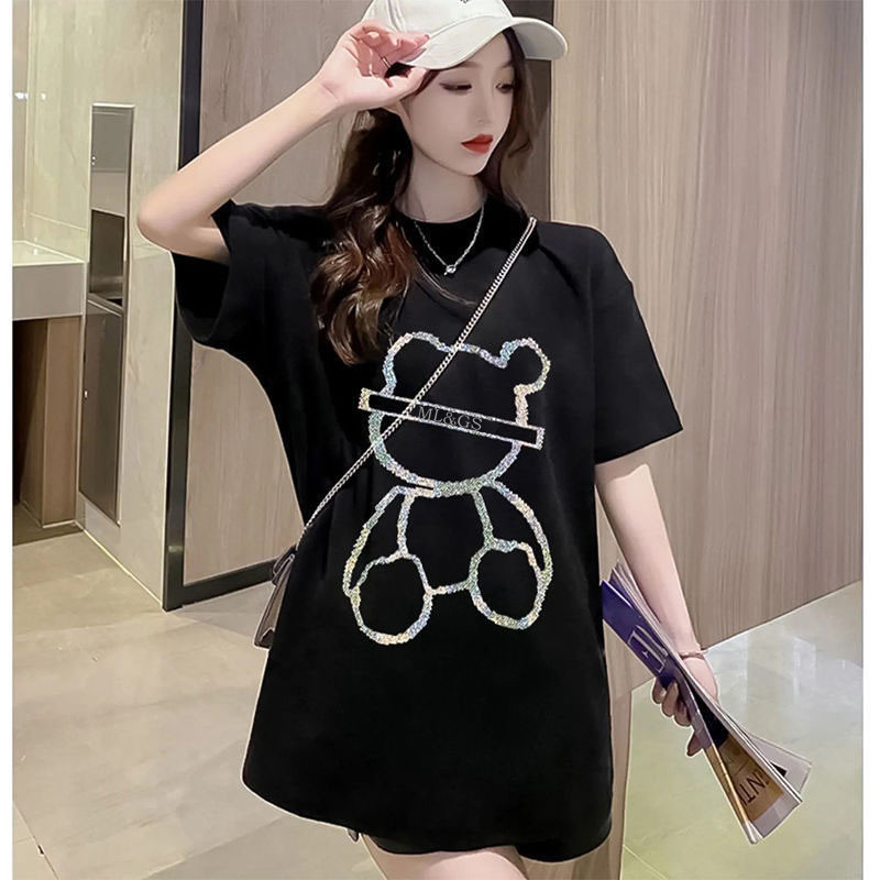 Inner Heavy Industry Niche เกาหลียุโรป Cross-Border Design Station t ร้อนแขนสั้นเสื้อเพชร tw สไตล์สไ