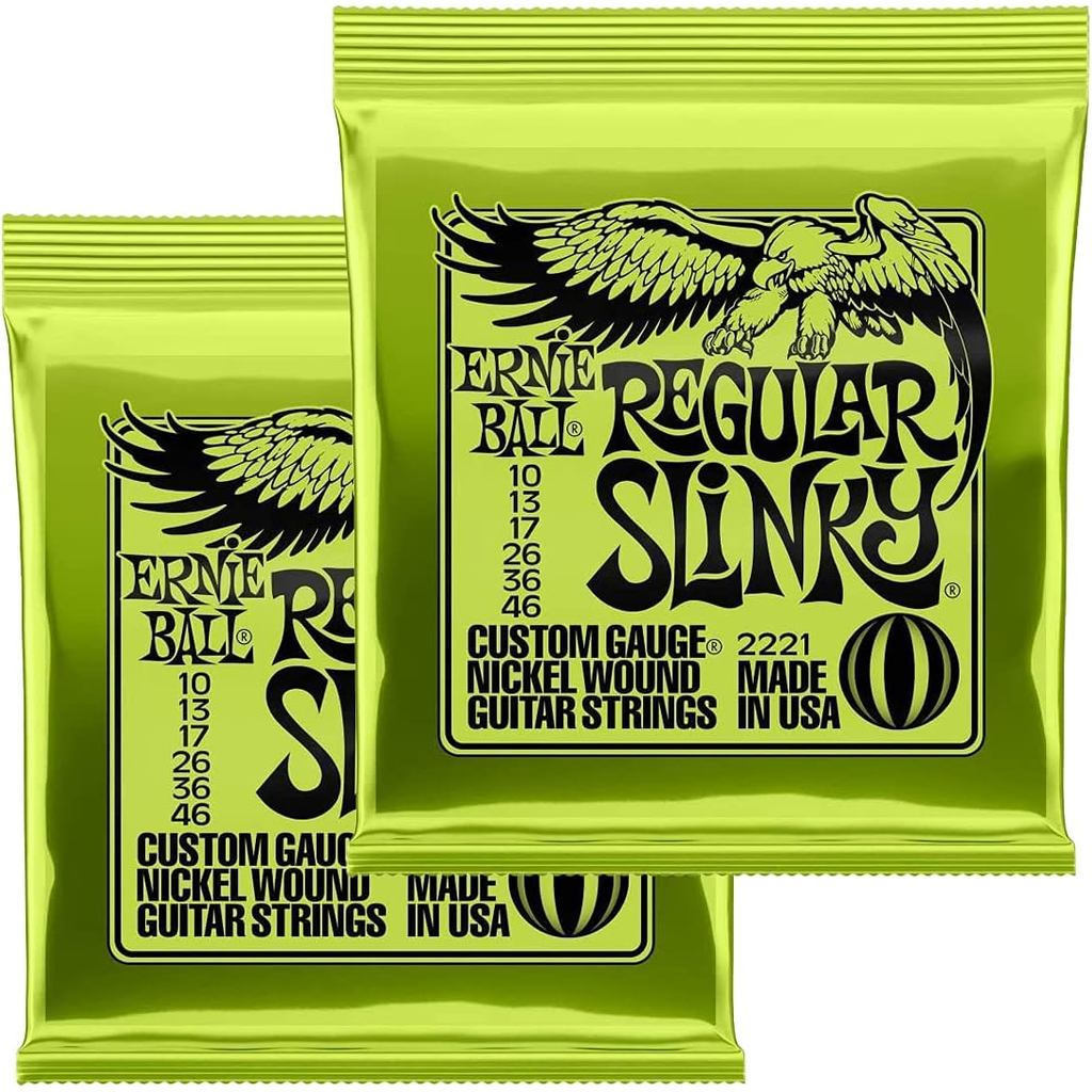 ERNIE BALL 2221 Ernie Ball สายกีตาร์ไฟฟ้า Regular Slinky (10-46) 2Set Pack