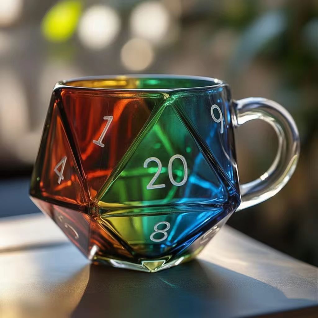 Polyhedral Dice Coffee Cup Game Cup Game Night Cup D20Dice cup glass cup