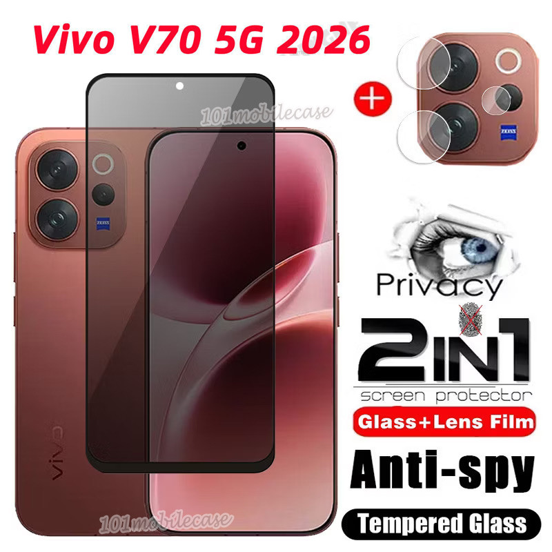 ส่งจากไทย ฟิล์มเต็มจอ กันมอง For Oppo V70 2026 ฟิล์มกันรอย + ฟิล์มเลนส์ ครอบกล้อง +เคสใส กันกระแทก