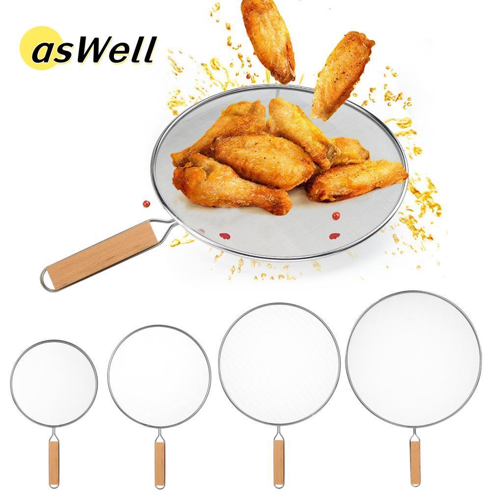 ASWELL ฝาครอบทําอาหารสแตนเลสกระทะเหล็กเครื่องมือด้ามไม้ทนทาน