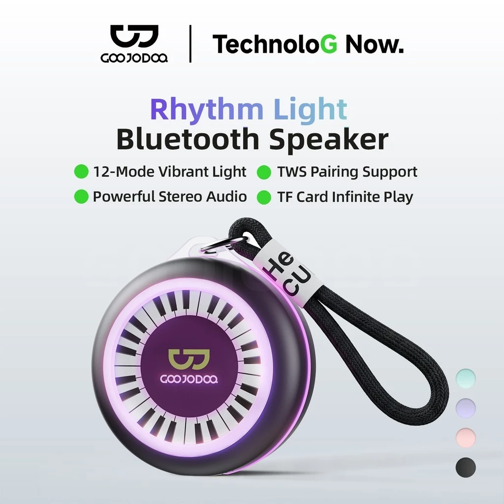 GOOJODOQ Bluetooth Speaker Stable Bluetooth 5.4 TWS Pairing Support TF Card Infinite Play 12-Mode Vibrant Light