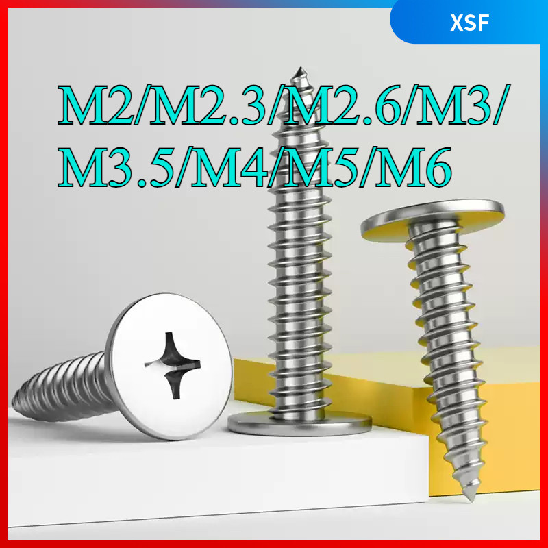 น็อต สกรู หัวแบนบาง แฉก T+สแตนเลส 304เกลียวปล่อย / Truss an Head Phillip Tapping Screw Pan Head SUS304 M2/M2.3/M2.6/M3/M3.5/M4/M5/M6 XSF-SS-S