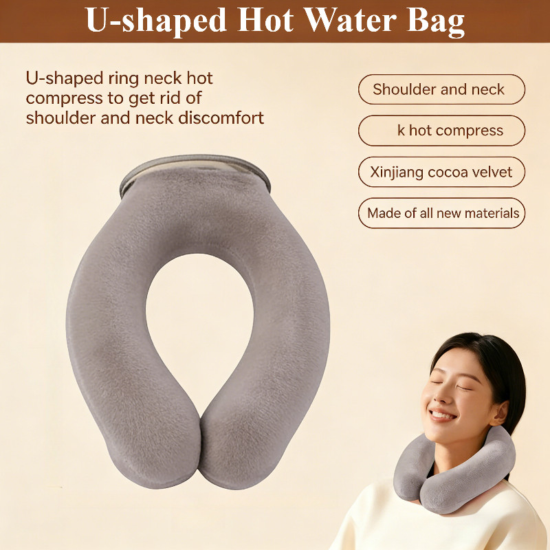 2 in 1 U-shaped Neck Hot Water Bag กระเป๋าน้ําร้อนไฟฟ้าแบบชาร์จไฟได้หมอนรองคอเครื่องมือผ่อนคลาย
