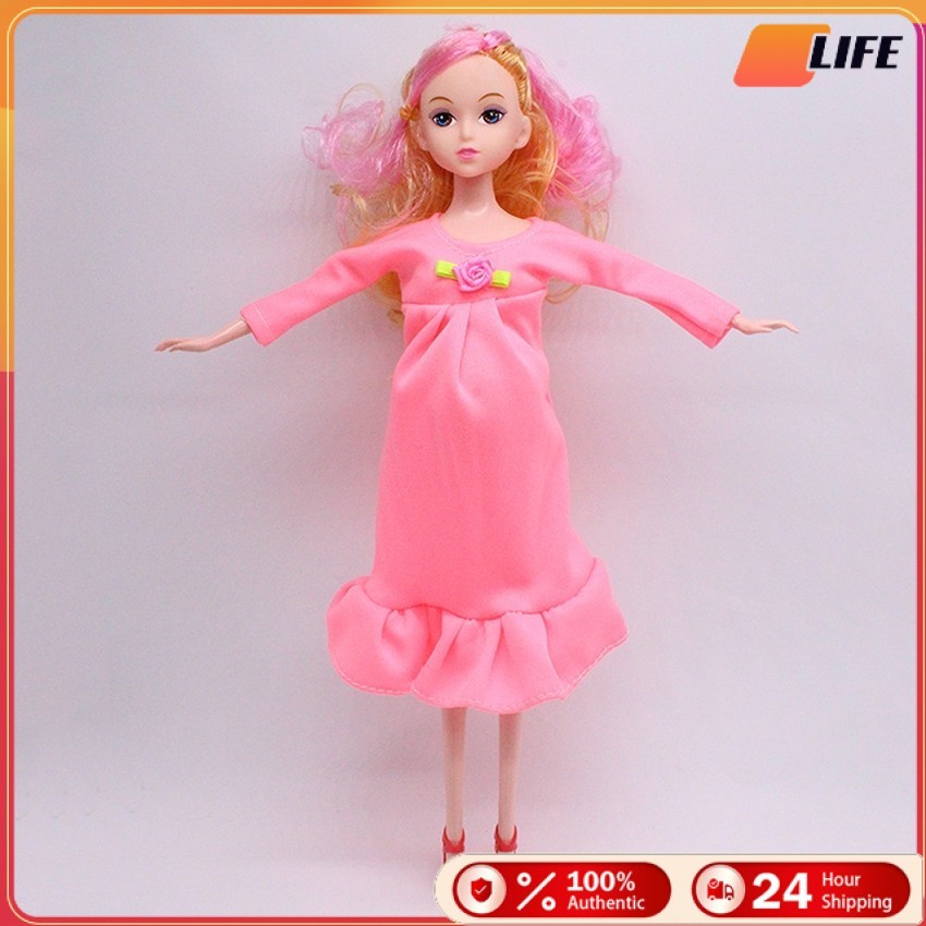 รองรับCOD！ตุ๊กตาบาร์บี้ ตุ๊กตาคุณแม่ตั้งครรภ์ สีชมพูน่ารัก