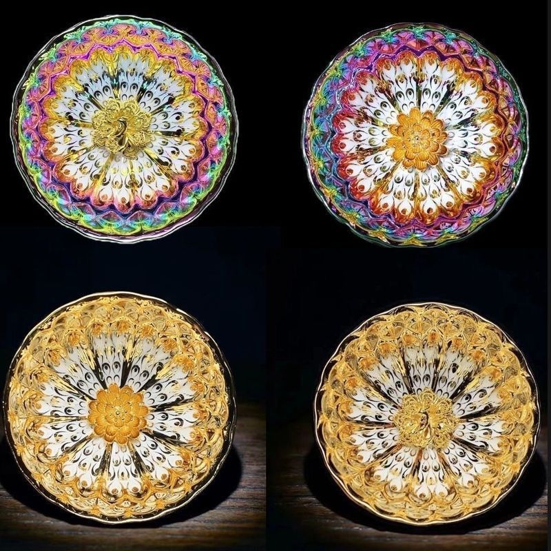 茶杯 Teacup金玉满堂金孔雀金莲花主人杯高档茶器 鎏金茶杯个人杯七彩妖 jNk4xBaoCf0327