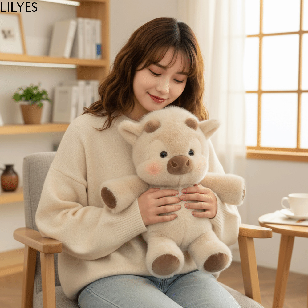 LILYES ตุ๊กตาสัตว์ Plush, ออกแบบใหม่ Scott Cow Pattern หมูตุ๊กตาสัตว์, ตุ๊กตาสัตว์เด็ก Gits วัสดุนุ่