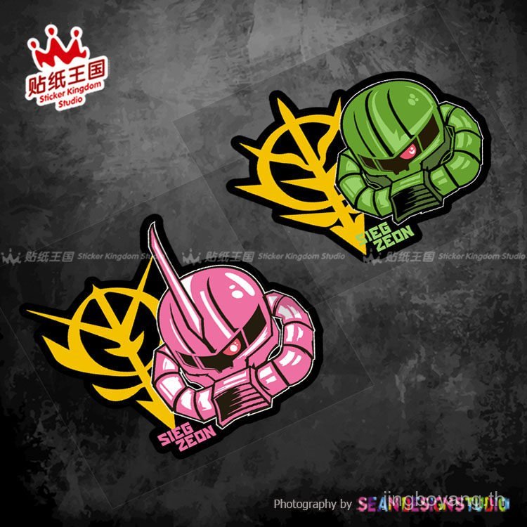 ZAKU ZAKU SIEG ZEON ZEON การ์ตูน 02 รถจักรยานยนต์ไม่ซ้ําตกแต่งสติกเกอร์สะท้อนแสง