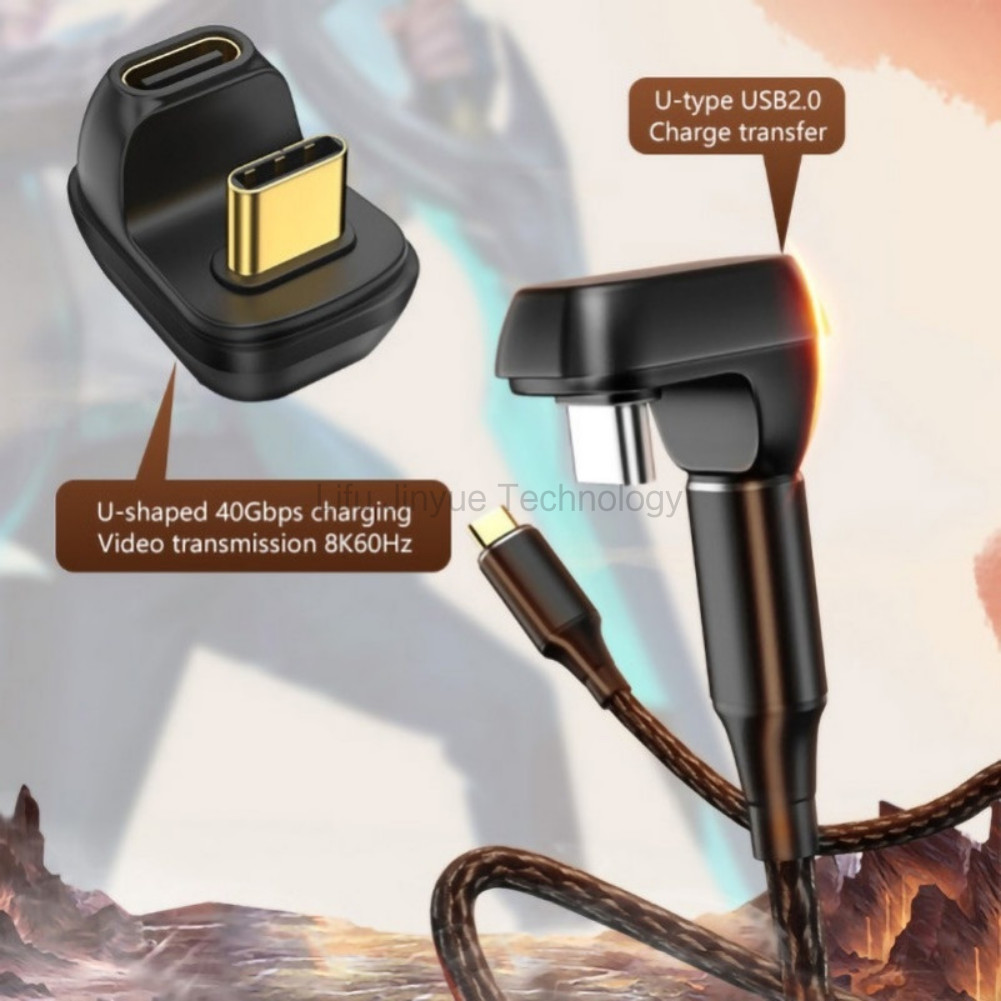 LIKAIYUE 100w 8k60hz ประเภท C ถึง Type C Connector USB4.0 ประเภท C ชายกับหญิง Connector 40Gbps 180 อ