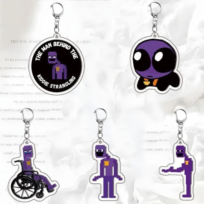 FNAF Five Nights ที่ Freddys Purple Guy William Afton Acrylic Mica พวงกุญแจสําหรับแขวนกระเป๋าเป้สะพา