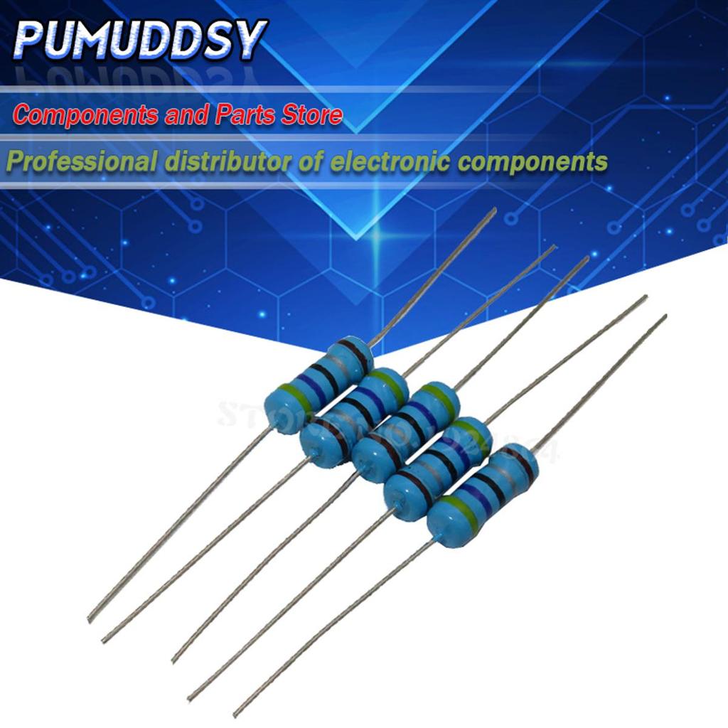 50PCS 1W ตัวต้านทานฟิล์มโลหะ 1% 1R ~ 1M 2R 10R 22R 47R 100R 330R 1K 4.7K 10K 22K 47K 100K 330K 470K 