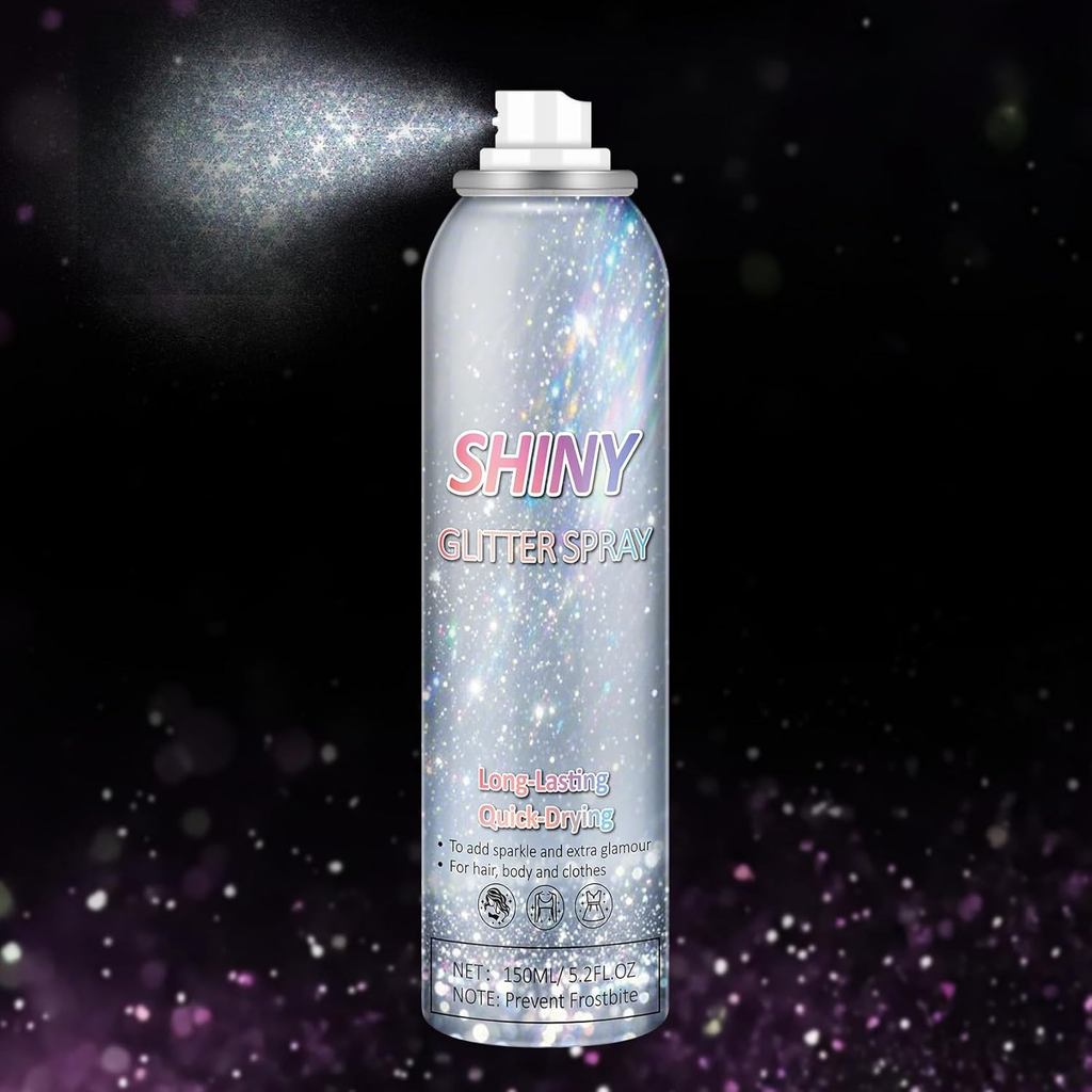 Body Glitter Spray Holographic Shimmer Glitter Spray for Hair Body Clothes, Long Lasting Shiny for M
