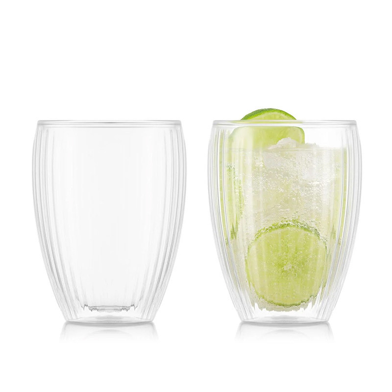 Bodum PAVINA แก้วเทอร์โมผนังคู่ ถ้วยกาแฟ ถ้วยแก้วใส Microwavable Freezer ปลอดภัย MJRG